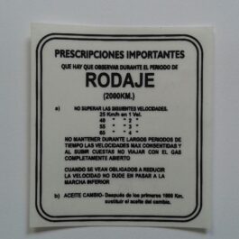 ADHESIVO INSTRUCCIONES RODAJE